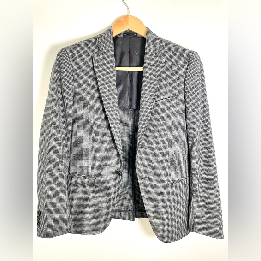 John Varvatos USA grey wool checked sports coat / jacket 38R